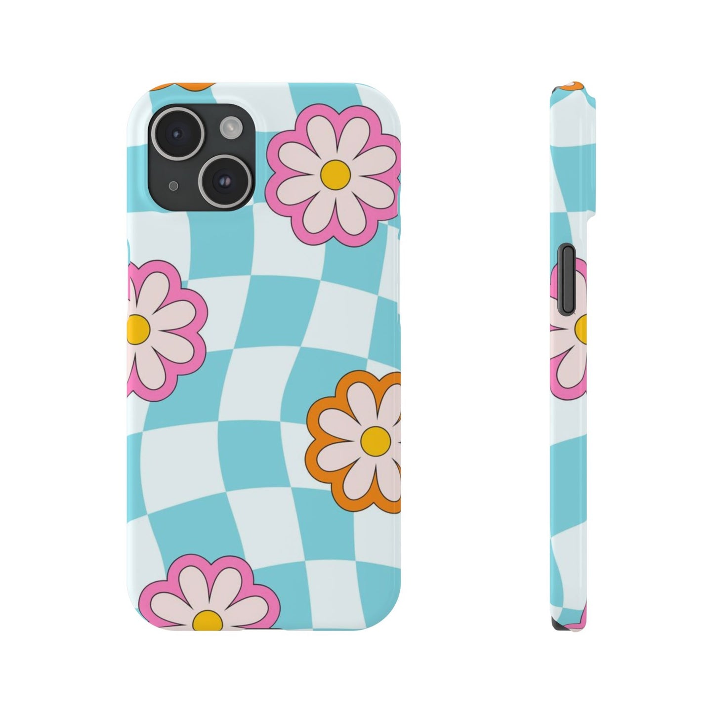 Minimal Check Daisy Floral Case