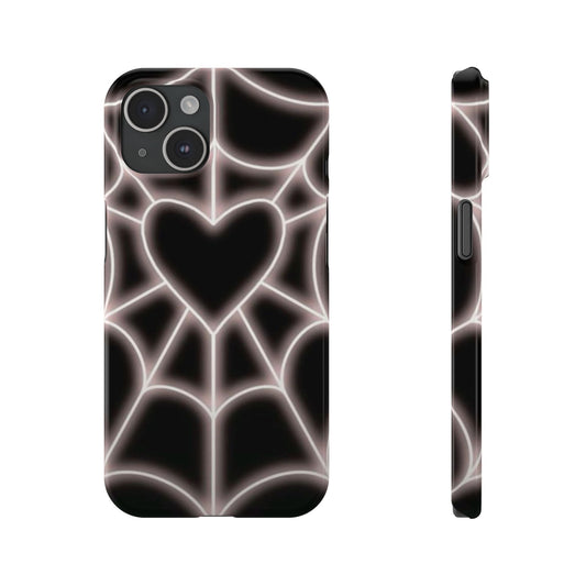 Black Heart Spider Web Mobile Case